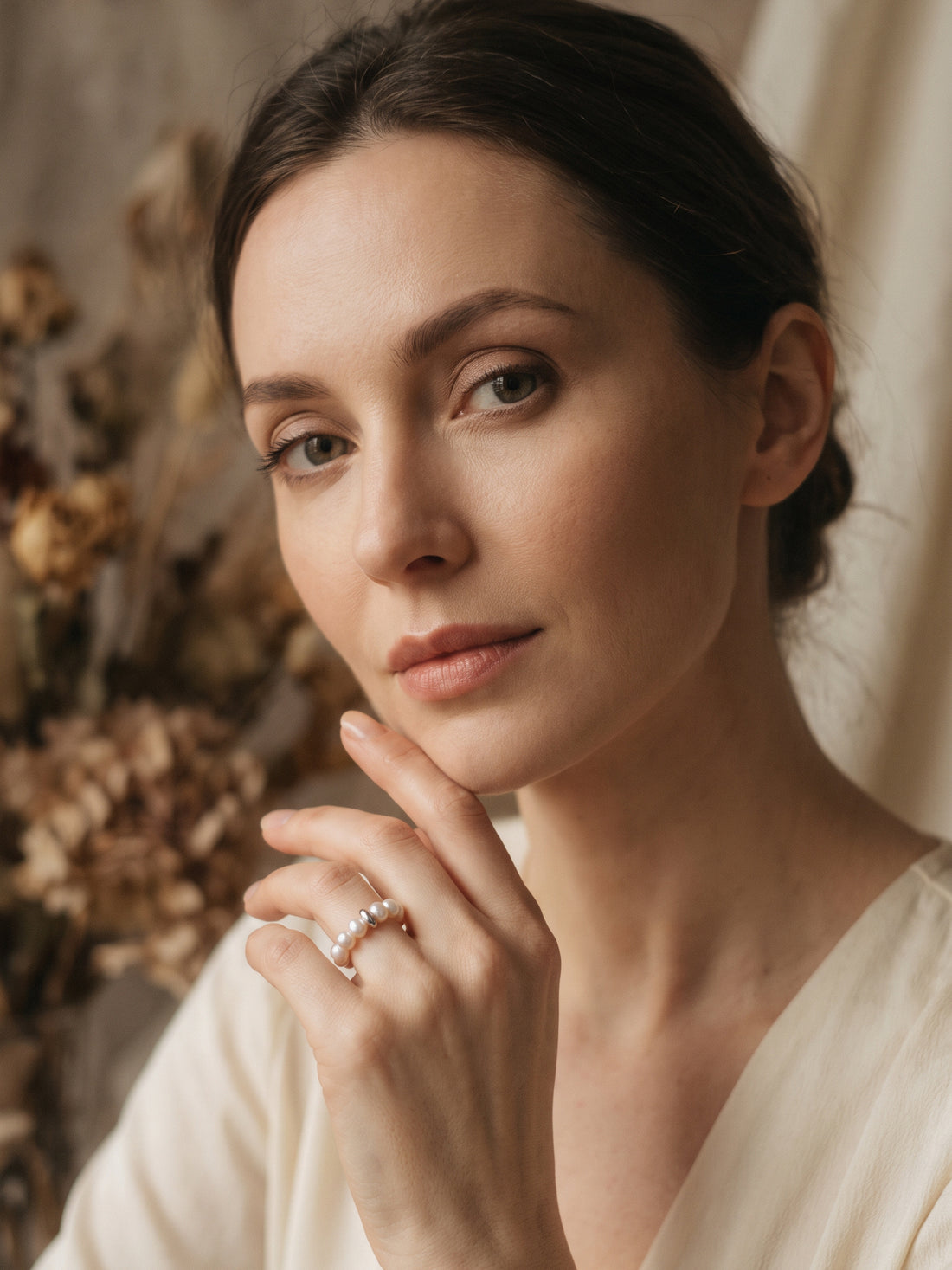 Mini Pearl Bead Ring — Natural Freshwater Pearl & Solid Sterling Silver