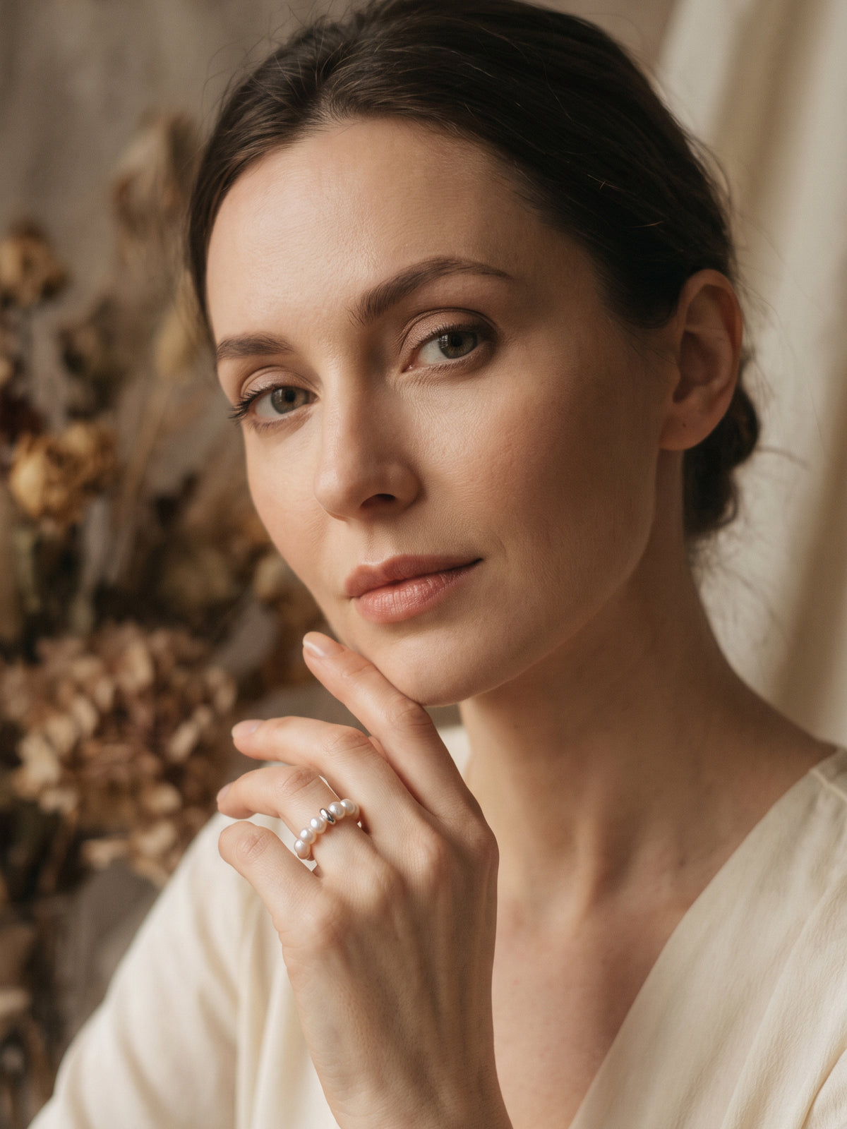 Mini Pearl Bead Ring — Natural Freshwater Pearl & Solid Sterling Silver