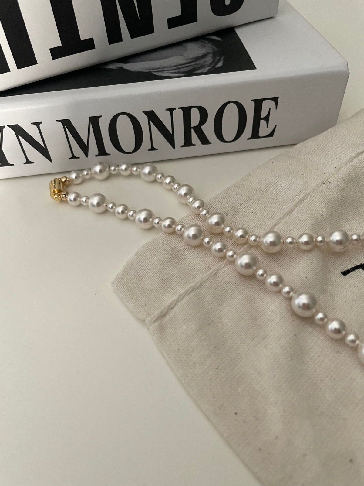 Faux Pearl Necklace 14K Gold Filled with Magnetic Clasp