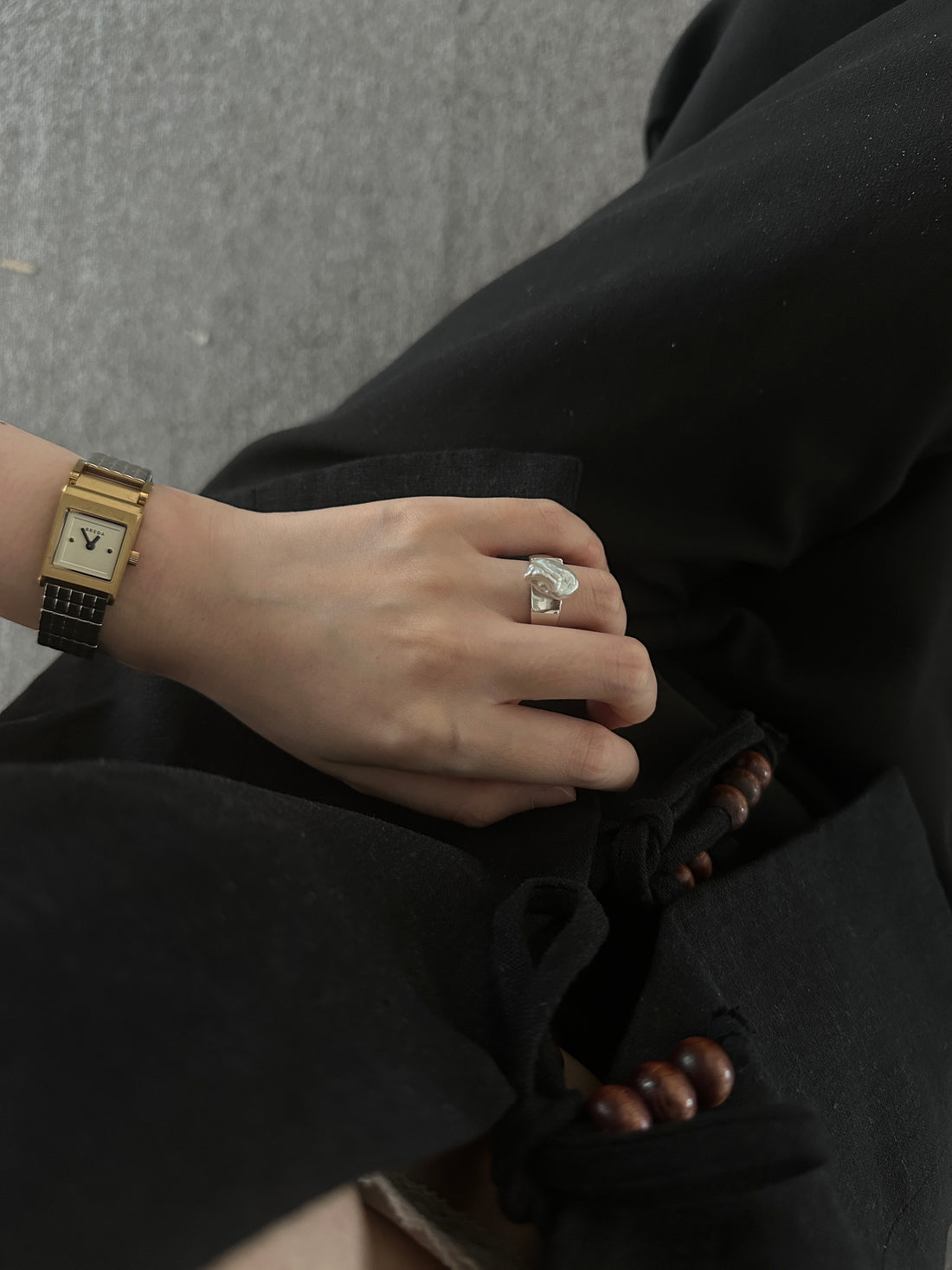Wide Band Baroque Pearl Open Ring — Cloud Isle