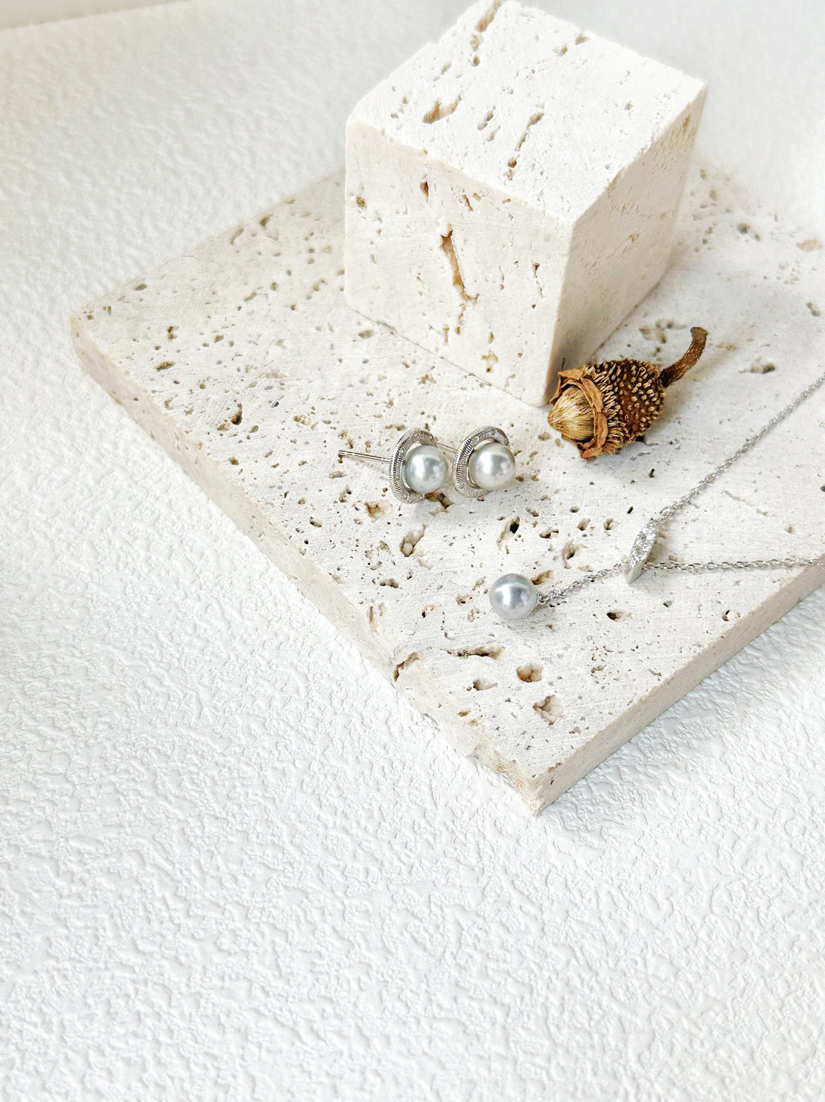 Minimalist Silver-Blue Pearl Stud Earrings