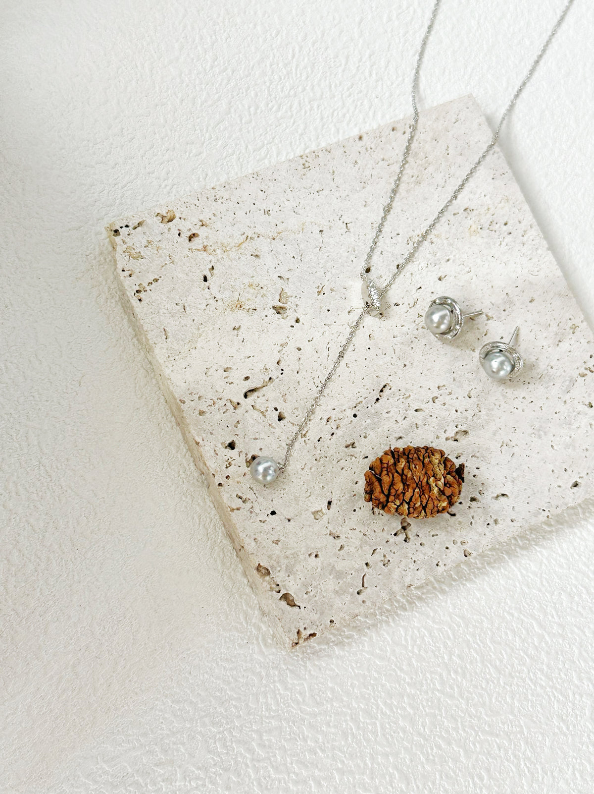 Minimalist Silver-Blue Pearl Stud Earrings