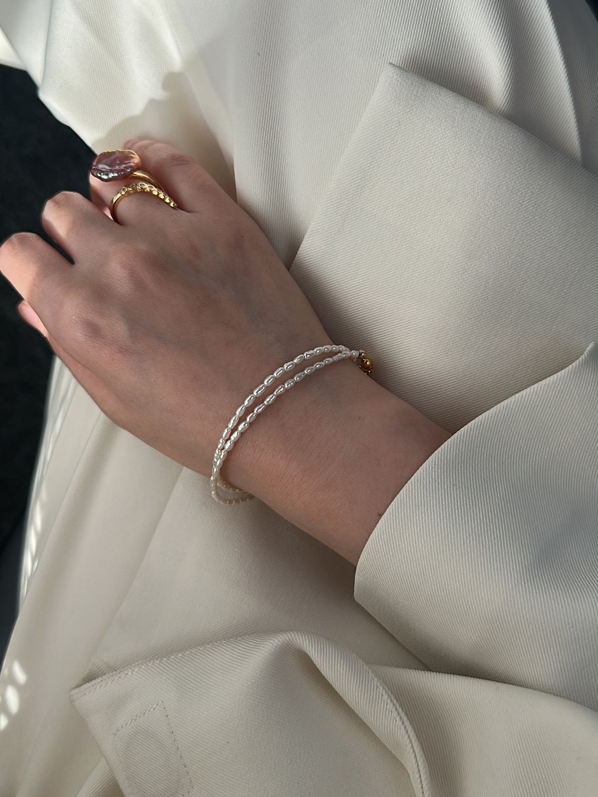 Delicate Double-Strand Keshi Pearl Bracelet
