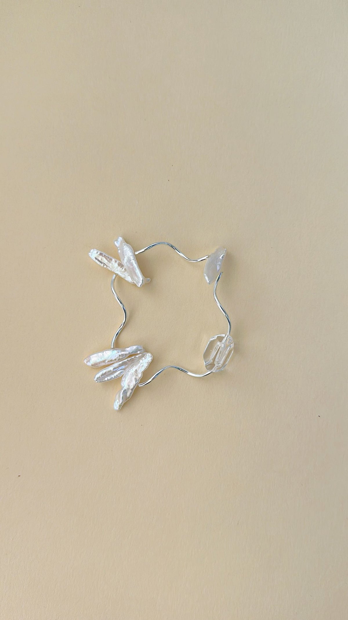 BentBranch — Baroque Pearl & Clear Quartz Sterling Silver Bracelet