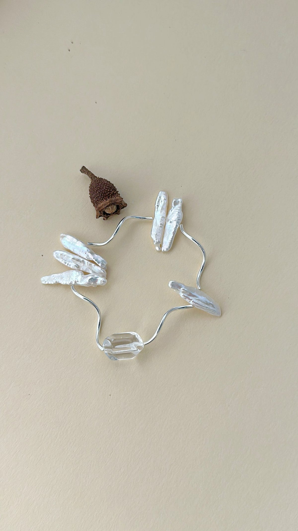 BentBranch — Baroque Pearl & Clear Quartz Sterling Silver Bracelet