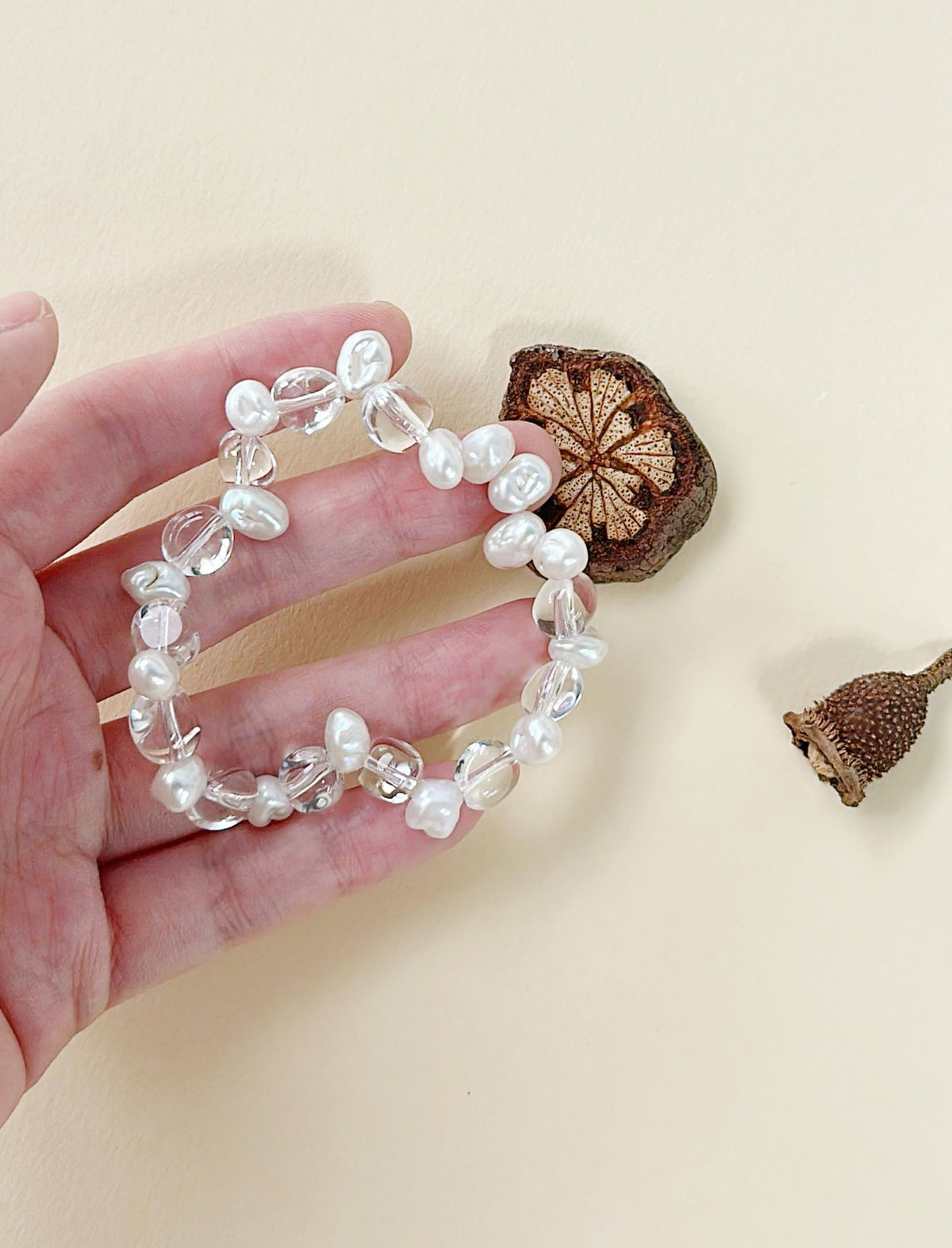 Keshi Pearl White Crystal Bracelet Set, Dreamy Romantic