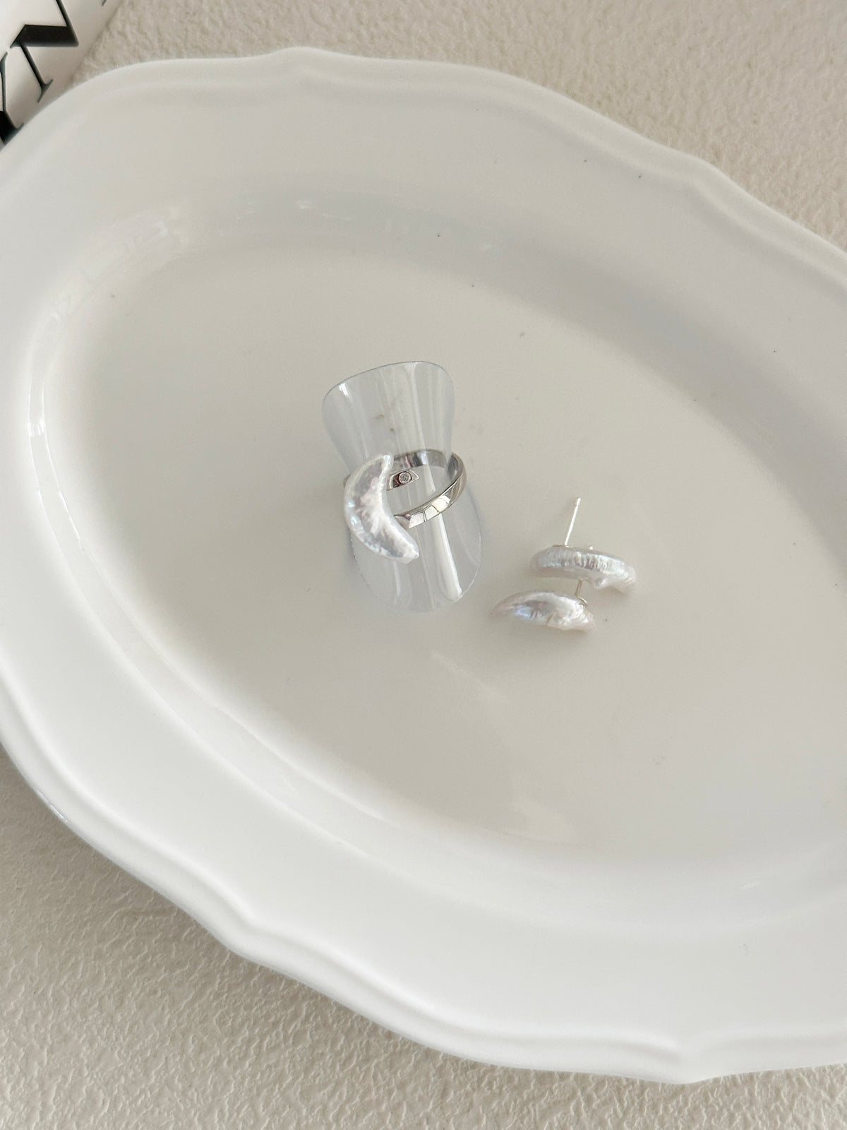 Cute Unique Moon Rhinestone Matching Ring Set