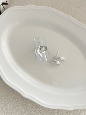 Cute Unique Moon Rhinestone Matching Ring Set