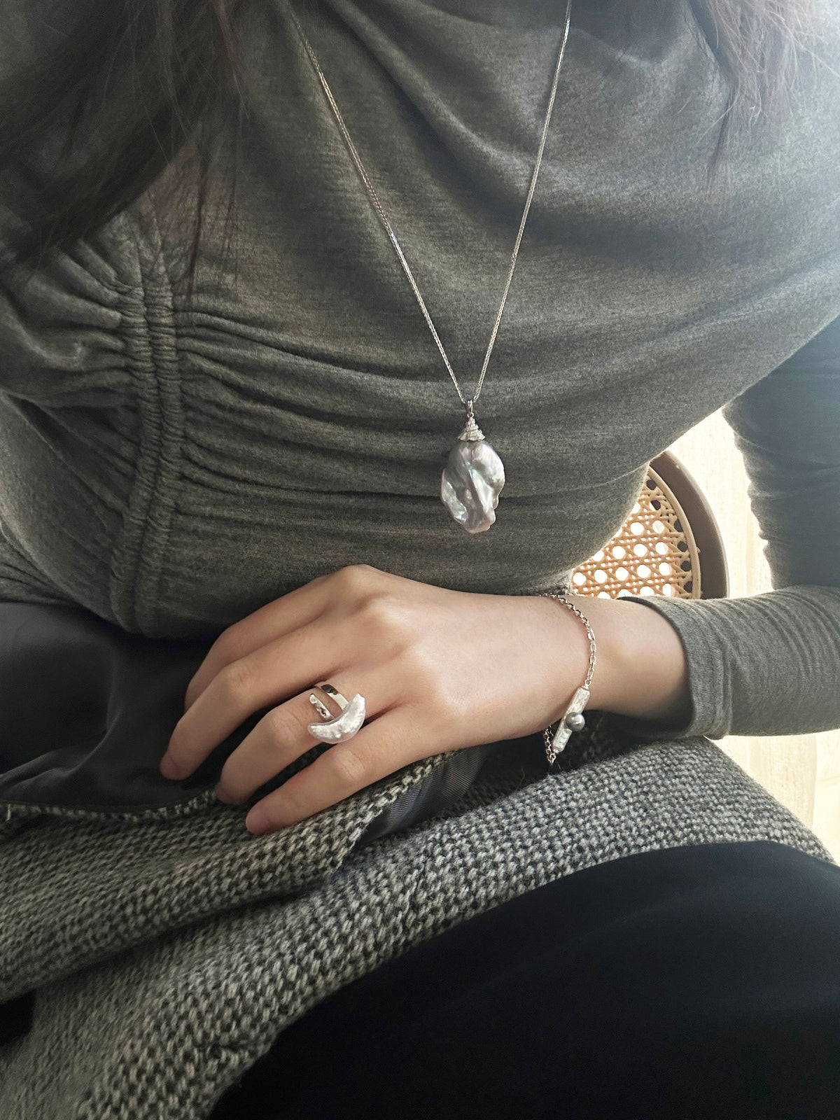 Cute Unique Moon Rhinestone Matching Ring Set