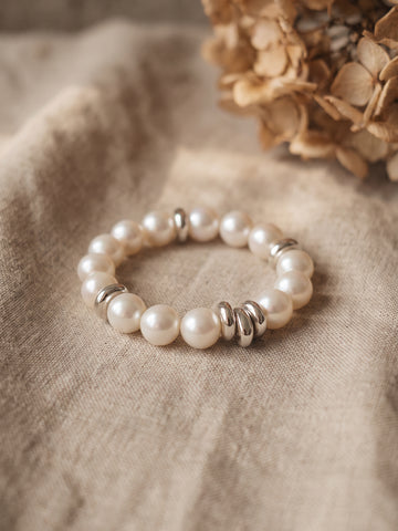 Mini Pearl Bead Ring — Natural Freshwater Pearl & Solid Sterling Silver