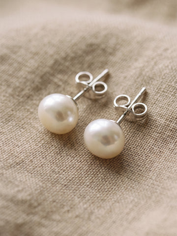 Classic High Luster Pearl Stud Earrings