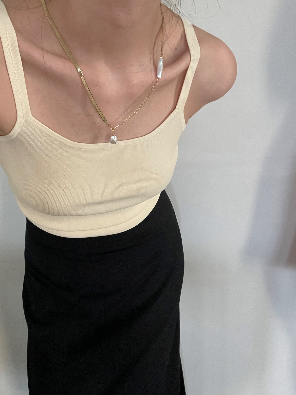 Herringbone Chain Baroque Pearl Necklace